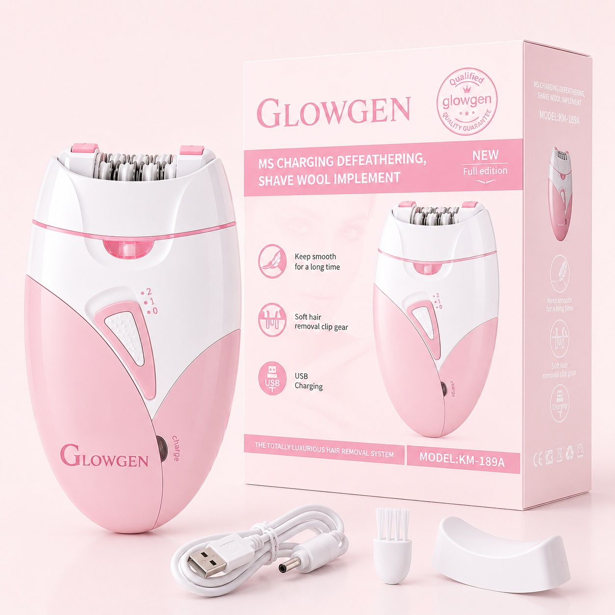 GlowGen, Rechargeable Epilator – Electric Hair Remover for Women,