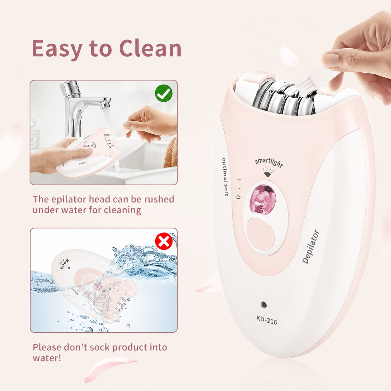 Face & Body Epilator for Women – 2 Speed, LED Light Hair Remover