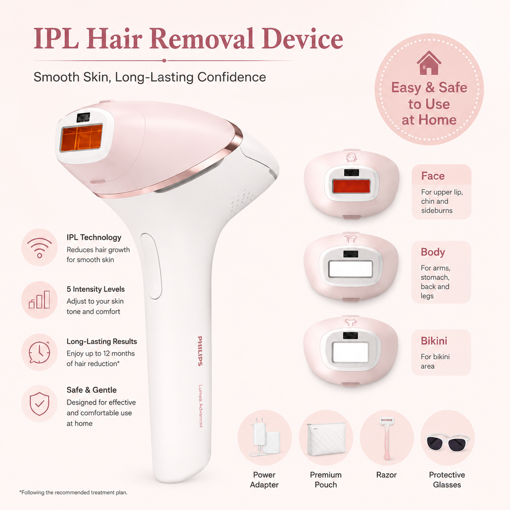 IPL Laser Hair Removal Machine for Women – Ice Cooling, Painless Hair Remover for Face & Body
